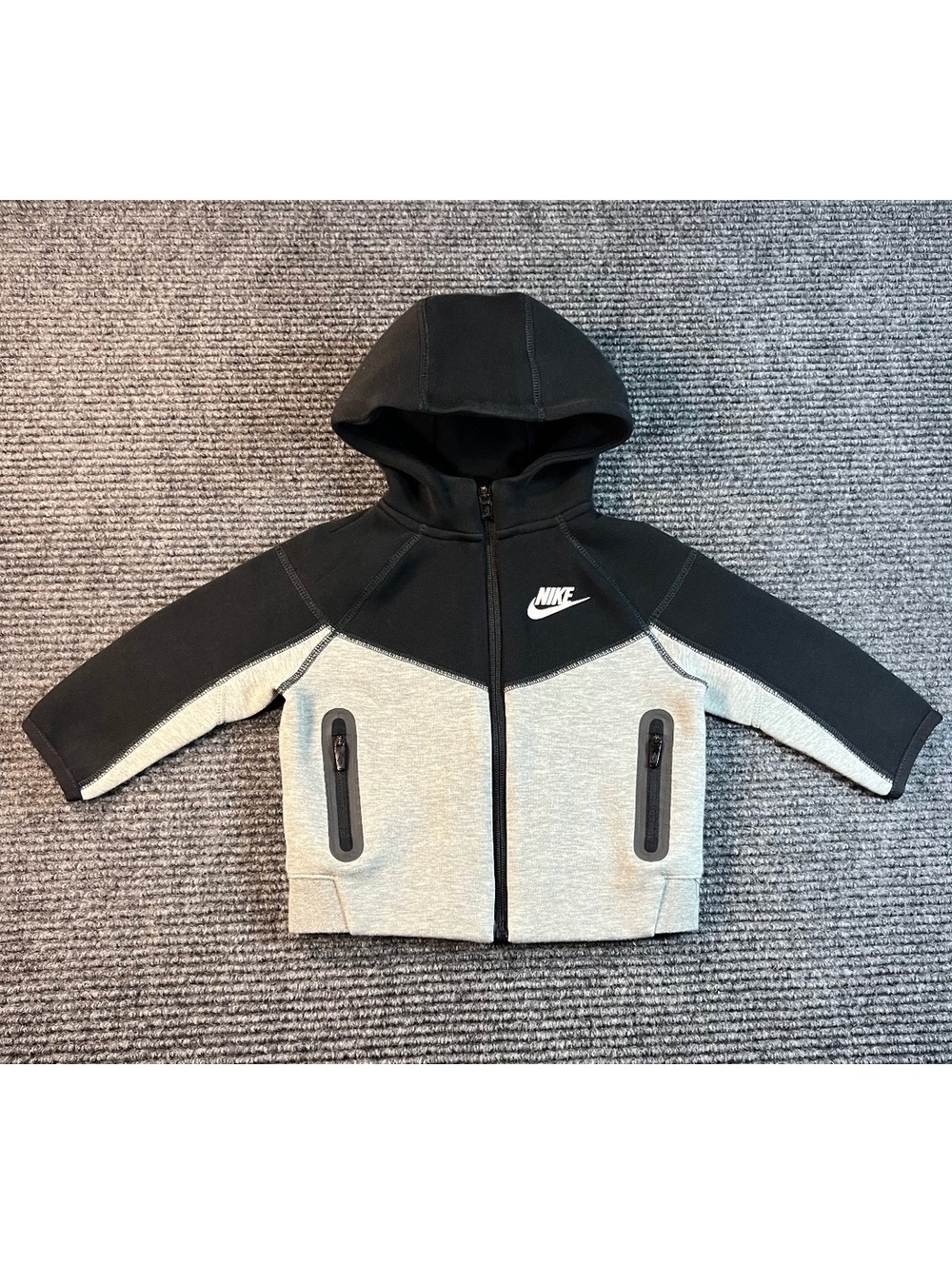 Nike Tech Fleece Baby Boys' 18 Month Black and Gray Full-Zip Hoodie Jacket